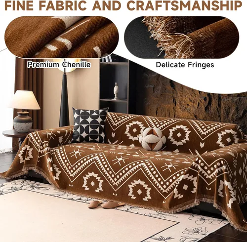 Miniatura 224 de VClife Fundas de sofá bohemio de felpilla para sofá seccional, fundas de sofá suaves y antideslizantes para sofá de 2 cojines, protector de muebles