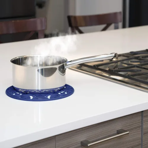 Miniatura 3 de GASARÉ, Salvamanteles de silicona extra grandes, gruesos, de 10 pulgadas para platos calientes, ollas y sartenes, almohadillas calientes para Azul