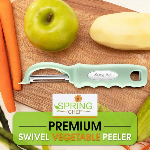 Miniatura 7 de Spring Chef Pelador de Verduras Giratorio Premium, Mango Cómodo y Cuchillas de Acero Inoxidable Ultra Afiladas - Pelador de Cocina Perfecto Para