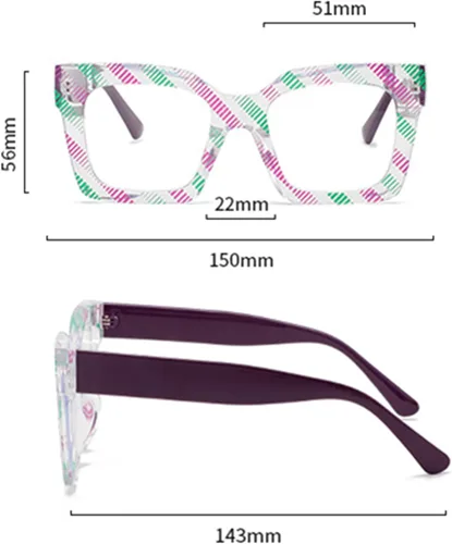 Miniatura 4 de Gafas de lectura cuadradas estilo Oprah con bisagra de resorte, bloqueo de luz azul, para hombres y mujeres