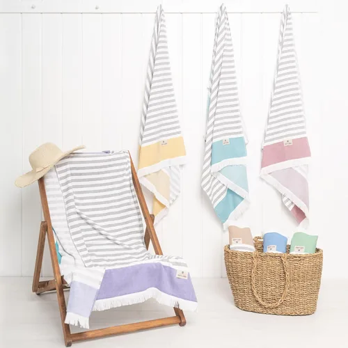 Miniatura 8 de American Soft Linen Peshtemal - Toallas de playa 100 % algodón, ligeras, sin arena, de secado rápido, para piscina de playa, 35 x 60 pulgadas, azul