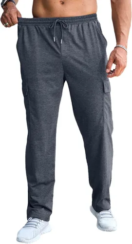 Miniatura 3 de CTU Pantalones deportivos holgados de moda para hombre, ligeros, para entrenamiento, pantalones deportivos con parte inferior abierta con bolsillos