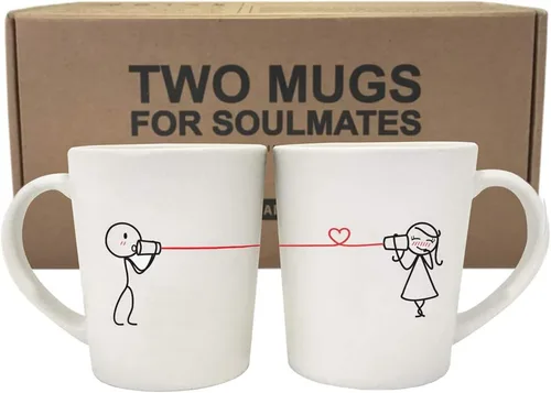 BOLDLOFT - Tazas de café para él y ella, regalo para novia, regalo de esposa, tazas para pareja para él y ella, regalo de San Valentín para ella