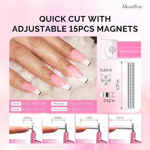 Miniatura 2 de MelodySusie Cortaúñas de uñas acrílicas con 15 piezas de talladores magnéticos, cortaúñas profesionales para puntas de uñas de gel acrílico largo