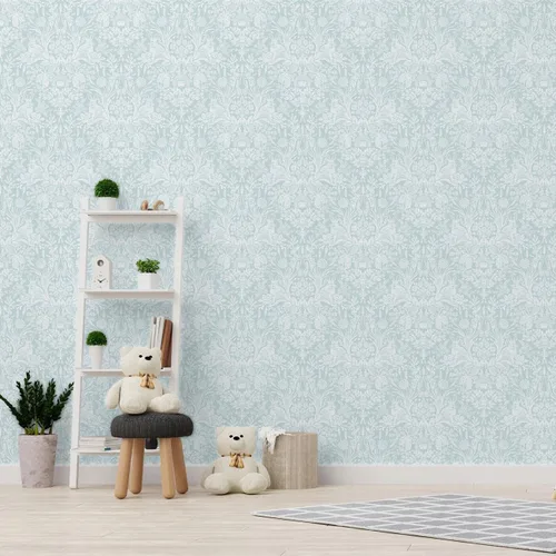 Miniatura 6 de World of Wallpaper Harlen Woodland Animal Flor y Planta Temática Pintado a Mano Estilo Damasco Papel pintado Dormitorio Guardería Pato Huevo Azul
