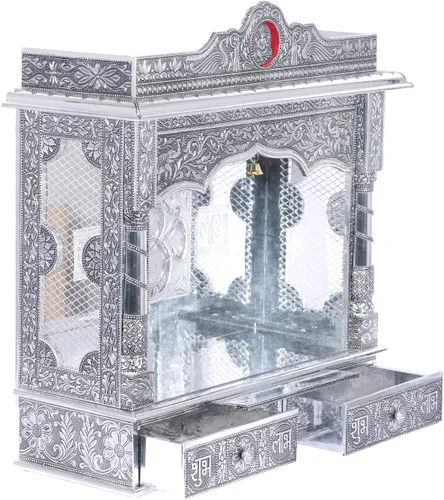 Miniatura 3 de Mandir de plata para el hogar - blanco oxidado - sin puerta (grande)