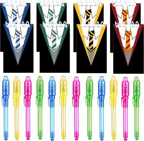 24 recuerdos de fiesta escolar de mago mágico, 12 bolígrafos de tinta invisible y mini bloc de notas, mago mágico para fiestas escolares, regalos de