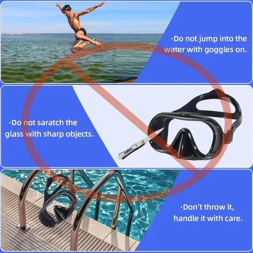 Miniatura 4 de Water Space Máscara de buceo con máscara de buceo para adultos, hombres y mujeres, con cubierta de nariz, vidrio templado antivaho marco único vista