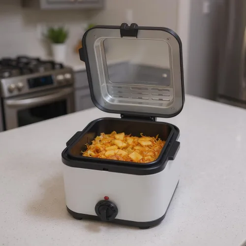 Miniatura 5 de Freidora Profesional para el Hogar con Ventana de Visualización - 2.6Qt de Acero Inoxidable, Potencia de 1000W, Temperatura Ajustable y Cesta
