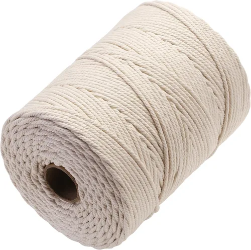 Miniatura 27 de Cuerda de macramé 4 mm x 328 yardas Natural Cuerda de algodón para macramé Cuerda de macramé colorida Cordón de algodón suave Suministros de macramé