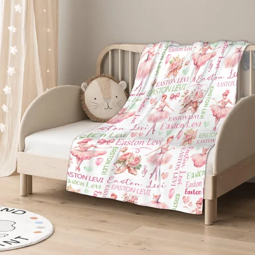 Miniatura 6 de Manta de Bebé Personalizada Danza Manta Personalizada con Nombre Manta Suave de Franela para Niños Niñas Niños Pequeños Bebés Niños Recién Nacidos