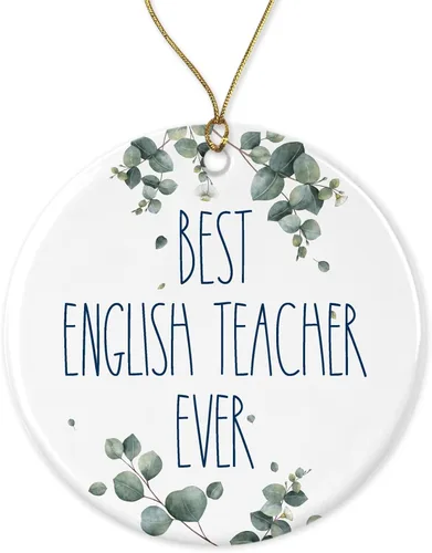 DiandDesignGift Adorno para profesor de inglés, el mejor regalo de Navidad para profesor, regalo de cumpleaños, aniversario, adorno impreso en ambos