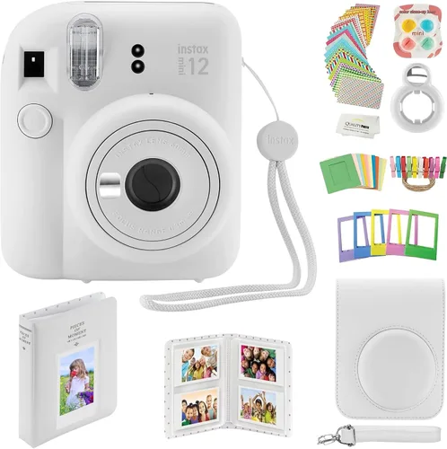 Miniatura 10 de Fujifilm - Cámara instantánea Instax Mini 12 con funda, calcomanías decorativas, marcos, álbum de fotos y más kit de accesorios (rosa flor)