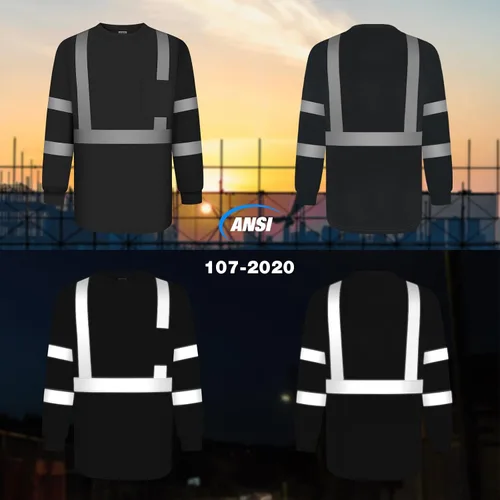 Miniatura 2 de TCCFCCT Camisas de seguridad para hombre reflectantes Clase 3 de manga larga de alta visibilidad, camisas de alta visibilidad para hombre y mujer