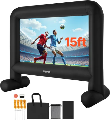 Miniatura 16 de VEVOR Pantalla de cine inflable, pantalla de proyector inflable de 16 pies para exteriores con soplador y bolsa de transporte, proyección