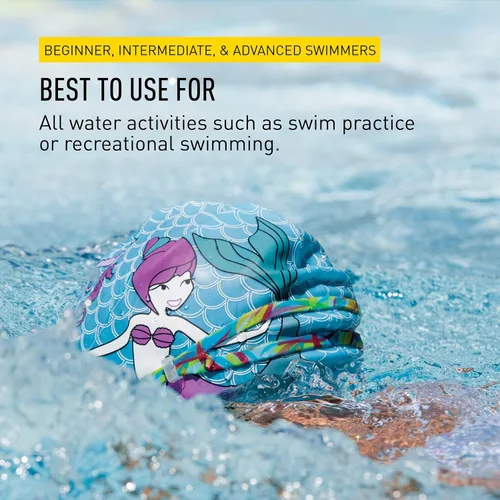 Miniatura 5 de FINIS Gorra de silicona de sirena, divertido gorro de natación para niños con un ajuste universal, gorra de natación 100% de silicona con borde