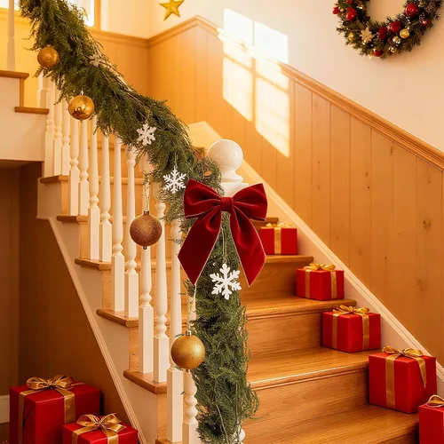 Miniatura 5 de 2 guirnaldas de pino Norfolk de Navidad, 6 pies de tacto real, artificiales, de invierno, para mesa, chimenea, valla de pared, escalera, ventana