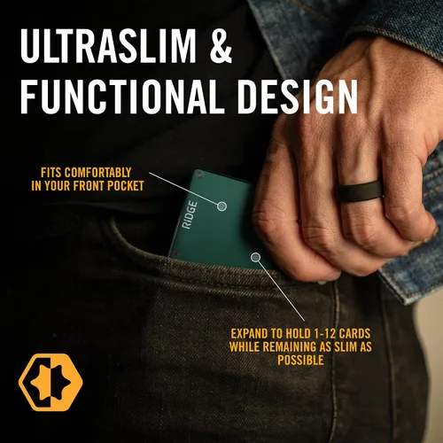 Miniatura 3 de Ridge - Cartera para hombre – Cartera compacta minimalista delgada y portatarjetas, billetera con bolsillo frontal protegido RFID para hombres