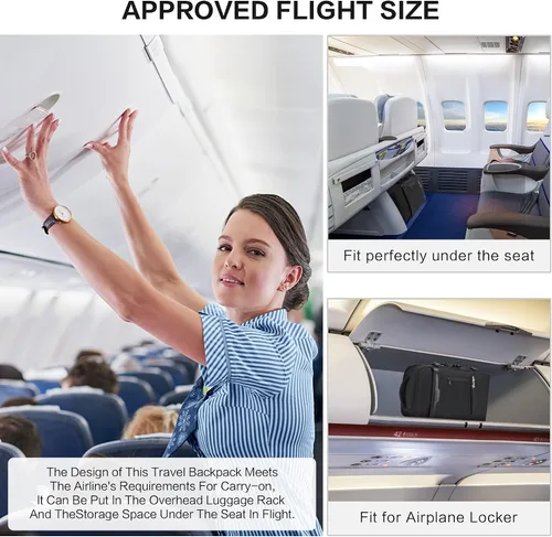 Miniatura 3 de YOUNGOA Mochila de mano para viajar en avión, mochila de viaje grande aprobada por aerolíneas, bolsa de artículos personales de 35 L, mochila