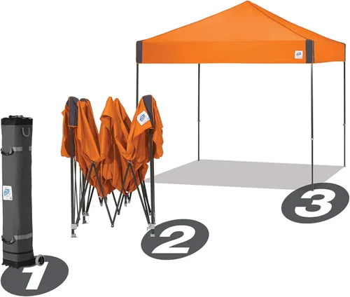 Miniatura 6 de E-Z UP Pyramid Toldo de Refugio Instantáneo Carpa Desplegable, 10' x 10' con Bolsa Rodante Wide-Trax y Juego de 4 Estacas, Azul Real