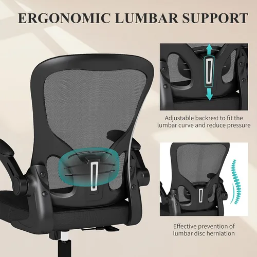 Miniatura 7 de Flysky Silla de oficina de malla, sillas ergonómicas de escritorio para computadora para oficina en casa, con reposabrazos abatibles