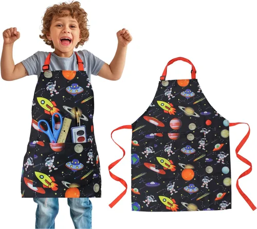 Delantal para niños - cocina, jardinería, artista, pintura, limpieza, horneado, cerámica, chef, cocina, regalo para niños, niñas Space
