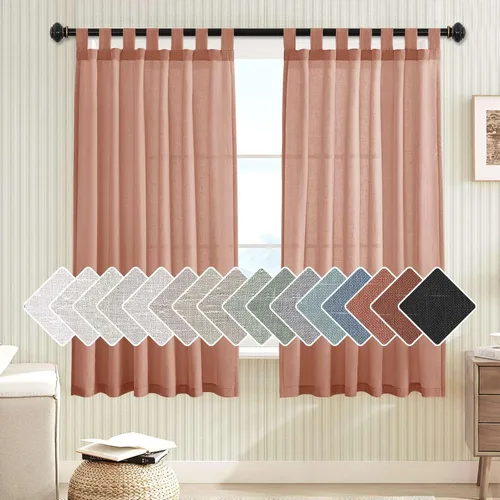 Miniatura 65 de H.VERSAILTEX Cortinas aireadas mezcladas de lino natural con pestaña superior para sala de estar, decoración del hogar, material suave y rico que