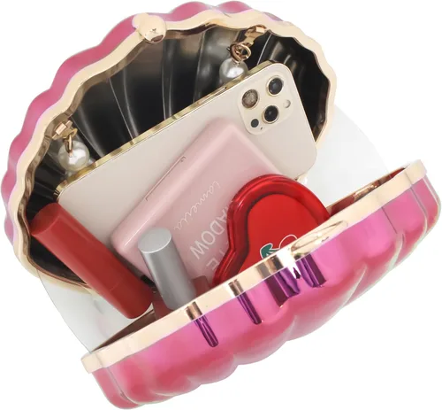 Miniatura 4 de Bolso de noche de concha de mar para mujer, bolso de hombro con correa de cadena de sirena, bolso de mano
