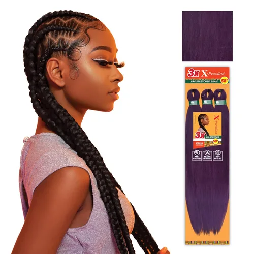 Miniatura 44 de Sensationnel X-Pression - Trenzas prestiradas, 3 unidades, 58 pulgadas, paquete de 1 unidad, 1B