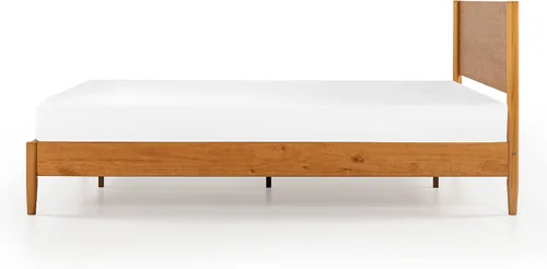 Miniatura 12 de Zinus Allen Marco de cama de plataforma de madera de mediados de siglo, base de madera maciza, soporte de listones de madera, no necesita somier