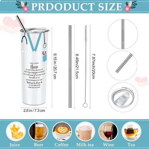 Miniatura 2 de Sabary Cna Week Gifts - Vaso de acero inoxidable de 20 onzas a granel con tapa y letrero de estetoscopio para mujeres, estudiantes de graduación