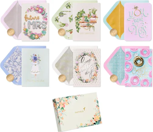 Miniatura 9 de Papyrus Paquete de tarjetas de boda y bebé, feliz para siempre después y paquete de alegría (4 unidades)