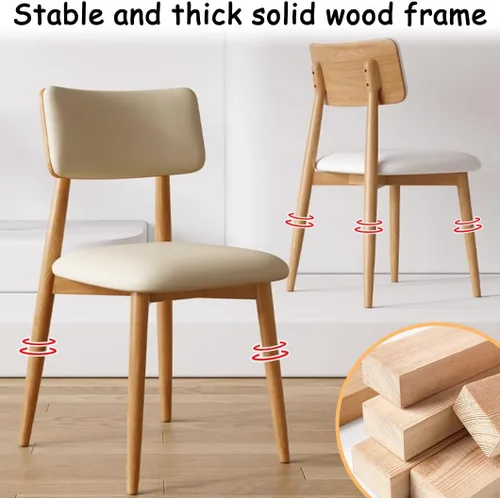 Miniatura 5 de YVYKFZD Solid Wood Dining Chairs, Kitchen Chairs Set with Curved Backrest, Leather Upholstered Dining Room Chair, Armless Living Room Chair, for