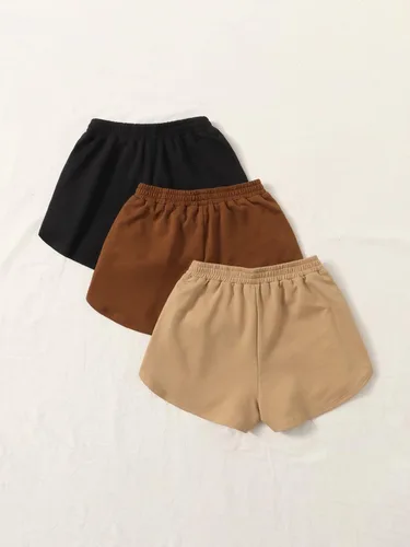 Miniatura 2 de Verdusa Pantalones cortos de descanso de 3 piezas con cordón y bolsillo para niña