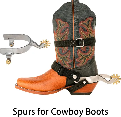 Miniatura 4 de Watris Veiyi 1 par de espuelas de caballo para hombres y mujeres, espolones de botas de acero inoxidable, accesorios de espuelas no se oxidan