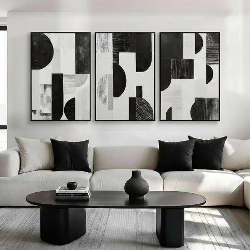 Miniatura 16 de Zessonic - Arte de pared abstracto en negro y oro - Decoración 2 piezas 16 x 24 pulgadas, lienzo en blanco y negro con lámina dorada para sala