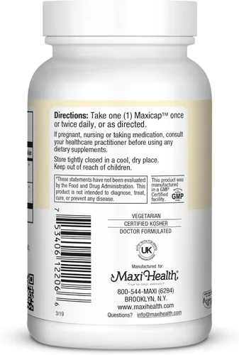 Miniatura 3 de Maxi Health Eleuthero - 0.8% Eleutherosides - Fórmula de estrés y energía - 60 cápsulas - Kosher (QSG)