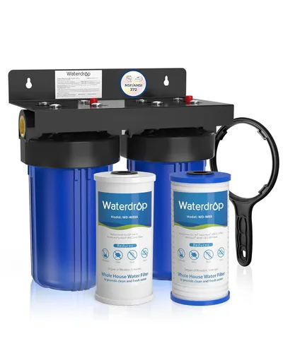 Waterdrop - Filtro de agua para la casa, con filtro de carbono y de sedimentos de 5 etapas, reduce el plomo, el cloro, el olor y el sabor, 2 etapas,