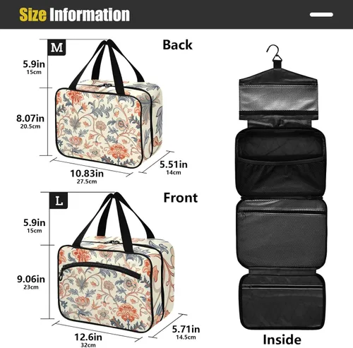 Miniatura 3 de William Morris Elegant Blue Hanging Makeup Travel Bag with Hook, Designer Expandable Bag for toiletries for Accessories Must Haves Trip bolso
