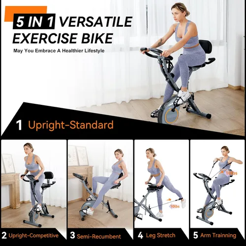 Miniatura 6 de USLIM Bicicleta de Ejercicio Plegable Bicicletas Estáticas para el Hogar, Bicicleta de Entrenamiento Interior 5 EN 1, Bicicleta de Ciclismo