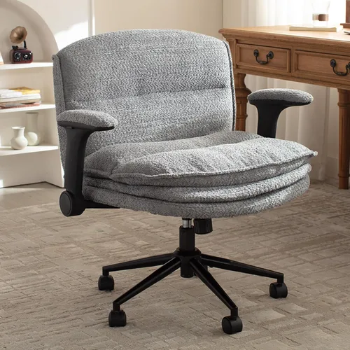 Miniatura 13 de Dowinx Silla cruzada con brazos y ruedas abatibles ajustables, cómodo sillón ergonómico de escritorio de oficina con cojines de 3 capas, silla