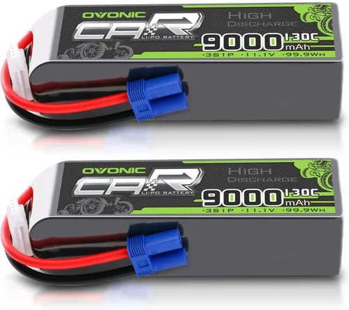 OVONIC 3S LiPo Batería 9000mAh 11.1V 130C RC Batería con conector EC5 (paquete de 2)