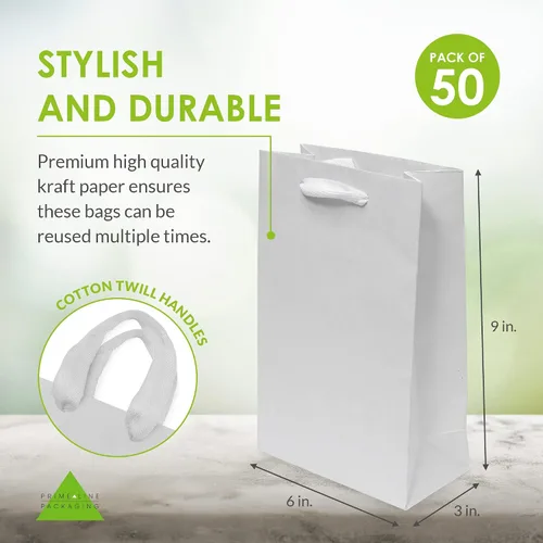 Miniatura 4 de Prime Line Packaging Bolsas de Regalo de Papel Kraft, Mini Bolsas de Regalo de Papel con Asas para Baby Showers, Bautizo, Bodas, Fiestas, Recuerdos
