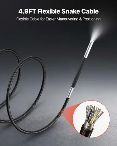 Miniatura 7 de VEVOR Endoscopio articulado de 4 vías con luz, cámara de inspección de boroscopio industrial HD 1080P con sonda articulada ultra delgada de 0.15