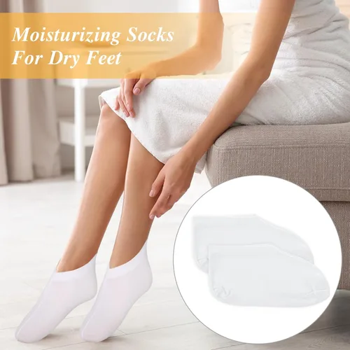 Miniatura 2 de 3 pares de calcetines hidratantes para pies secos, reparación de talón agrietado, calcetines de algodón de loción durante la noche, gel spa mejora