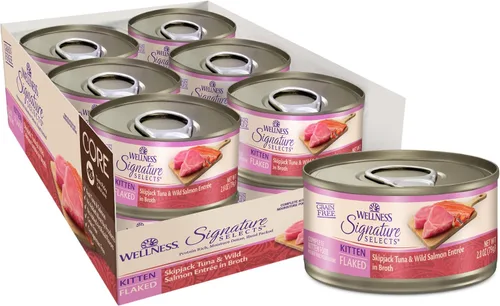Miniatura 35 de Wellness CORE Signature Selects - Alimento húmedo enlatado triturado para gatos adultos, natural, rico en proteínas, sin granos, receta de entrada