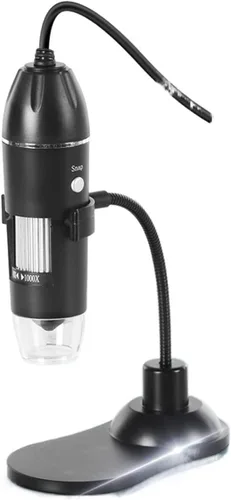Kit de accesorios para microscopio profesional 1600X digital USB con lupa de luz LED OTG con soporte para microscopio (color: tipo 1)
