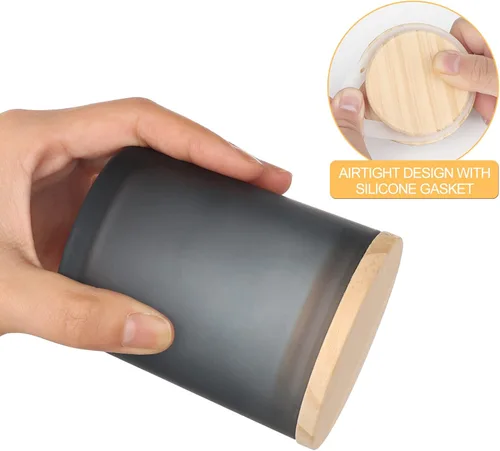 Miniatura 2 de SHOWIN Tarros Gruesos para Velas para Hacer Velas 16 Piezas, 7 OZ Tarros Vacíos con Tapas de Madera para Hacer Velas, Contenedor de Muestra, Gris