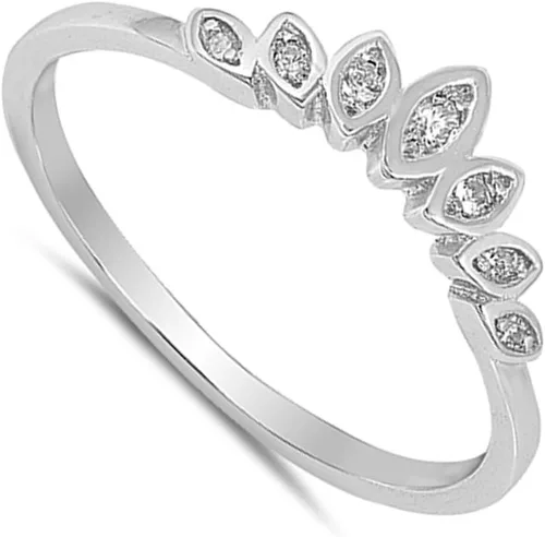 Miniatura 2 de Princesa Lotus Flower Marquise Tiara de plata de ley tamaños 4-12, Metal, Zirconia cúbica