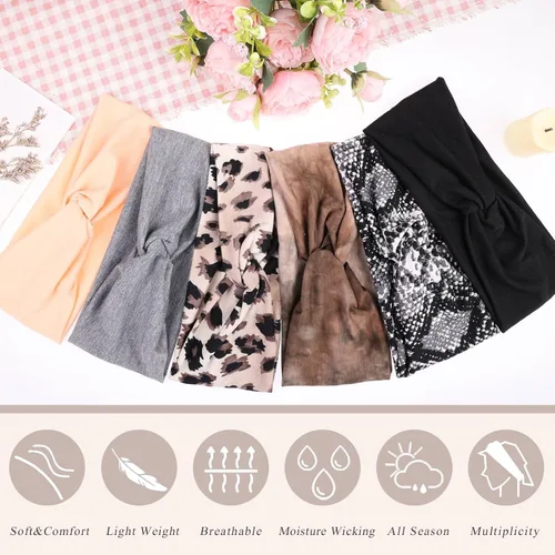 Miniatura 2 de XTREND 6 piezas de diademas para mujer, bandas elásticas cruzadas torcidas, diademas para yoga, entrenamiento, antideslizantes, suaves